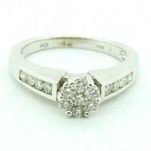 14k White Gold Diamond Engagement Ring Estate Sale Vintage Style Size 7 0.65ct